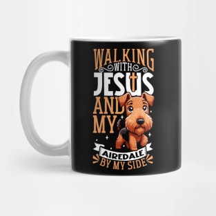 Jesus and dog - Airedale Terrier Mug